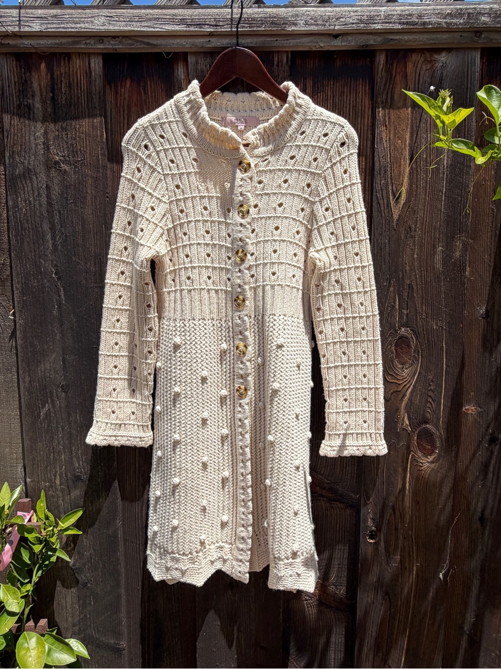 RED Valentino Womens Sweater Ivory Cream Wool Button Front Long Cardigan Open M
